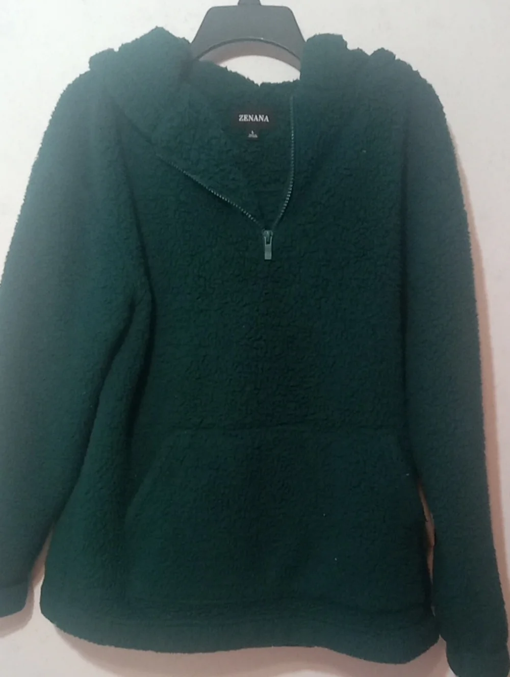Zenana Outfitters Emerald Green Sherpa Half-Zip Hoodie Jacket